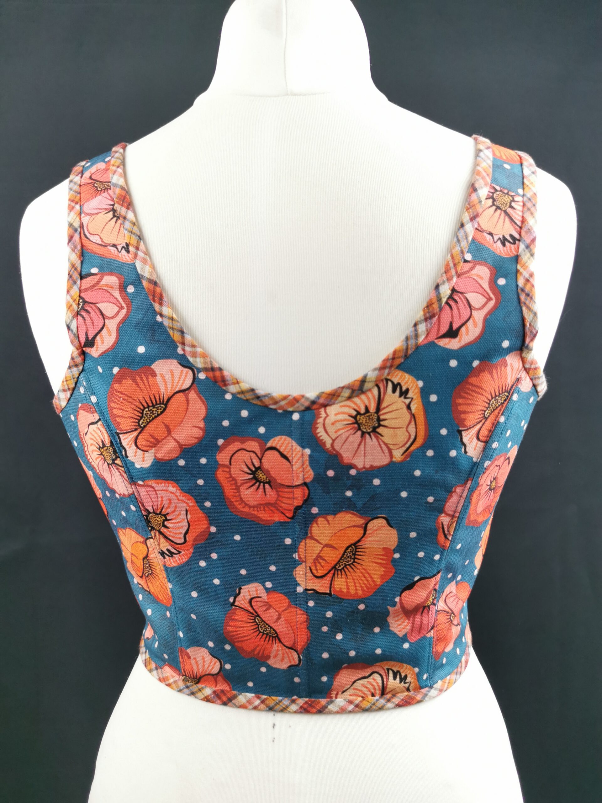 Corset renaissance vintage bleu/corail TM – Image 6