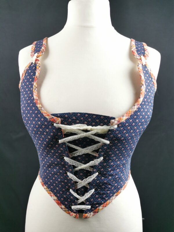 Corset renaissance vintage bleu/corail TM – Image 4